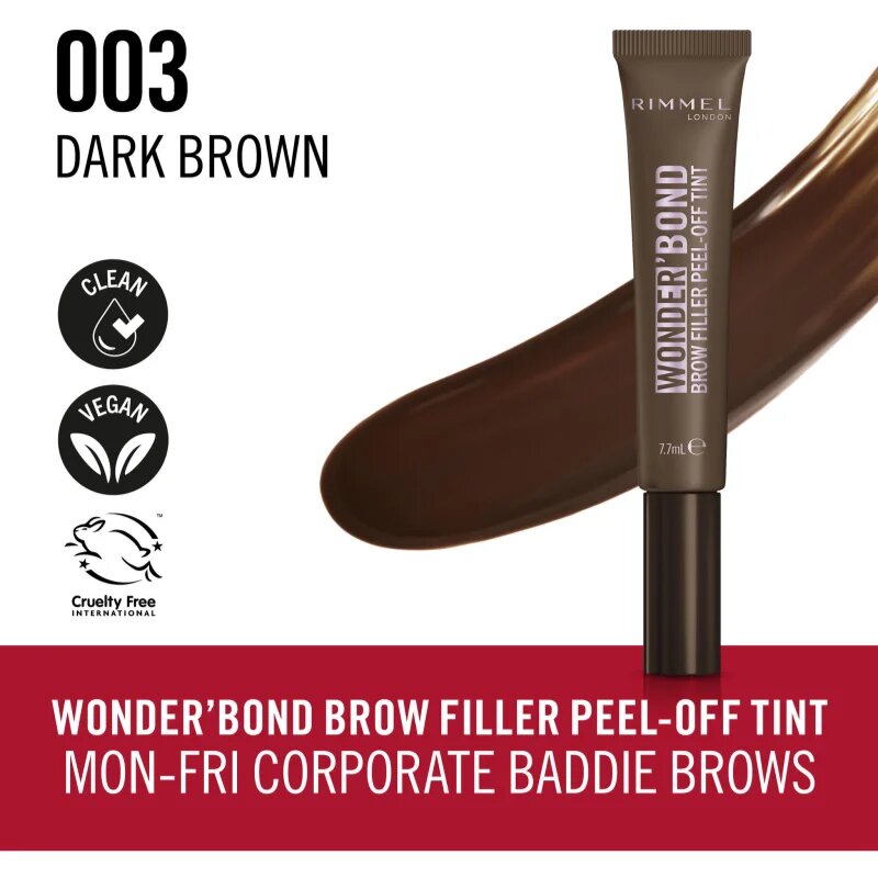 Rimmel Wonder'Bond gel za obrvi odtenek 003 Dark Brown 7.7 ml