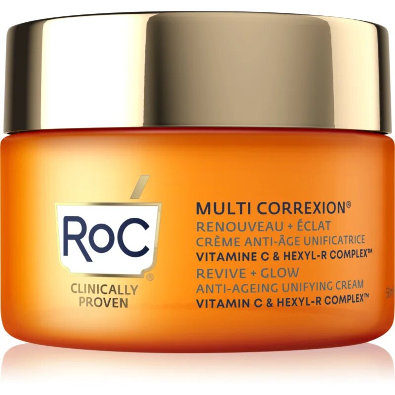 RoC Multi Correxion Revive + Glow posvetlitvena krema proti gubam z vitaminom C 50 ml