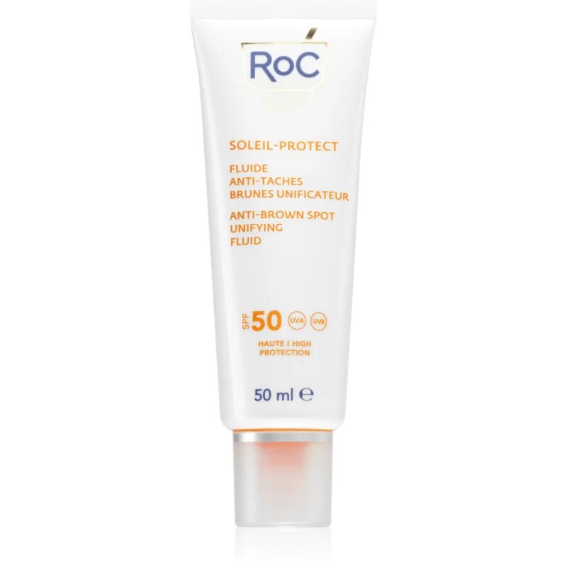 RoC Soleil Protect Anti Brown Spots Unifying Fluid lahki zaščitni fluid proti temnim madežem SPF 50 50 ml