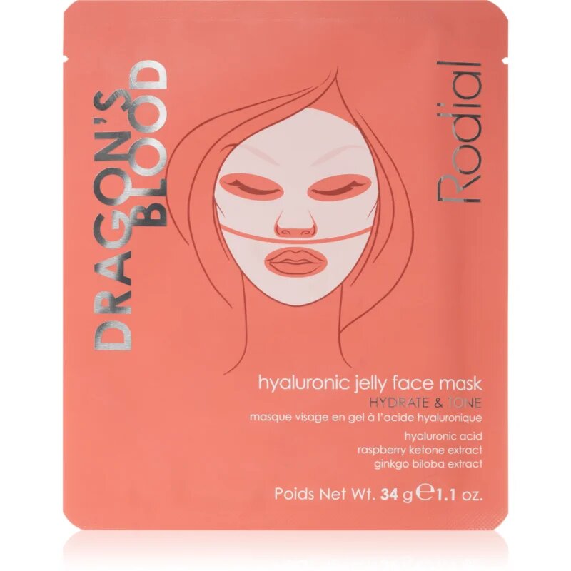 Rodial Dragon's Blood Hyaluronic Jelly Face Mask intenzivna hidrogelna maska s hialuronsko kislino 34 g