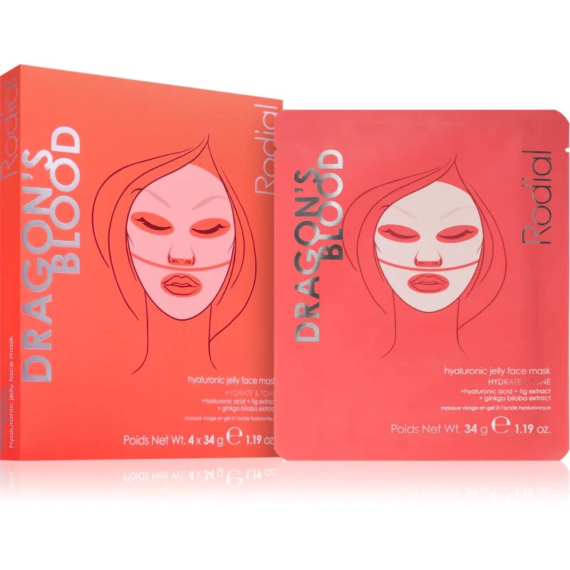 Rodial Dragon's Blood Hydrogel Jelly Face Mask intenzivna hidrogelna maska 4x34 g