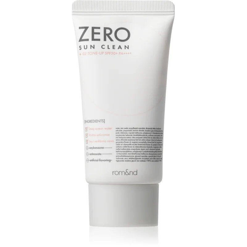 rom&nd Zero Sun Clean lahka tonirana krema z vlažilnim učinkom SPF 50+ odtenek 02 Tone Up 50 ml