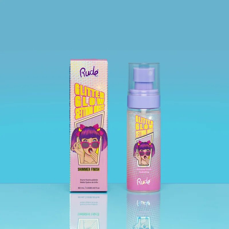 Rude Cosmetics Glitter Glow pršilo za fiksiranje make-upa z bleščicami 60 ml