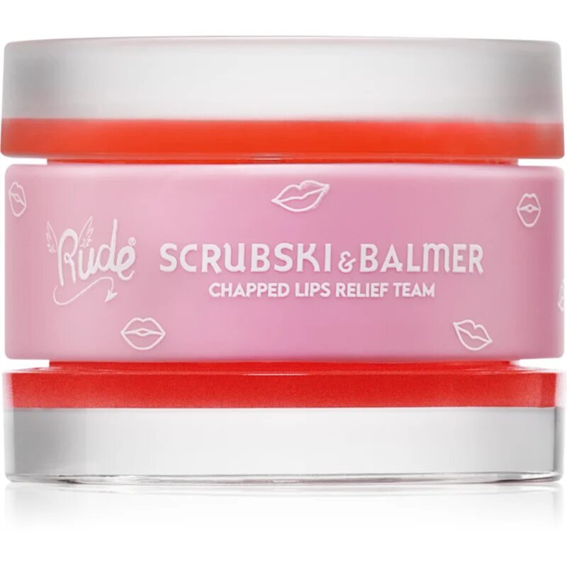 Rude Cosmetics Scrubski & Balmer balzam in piling za ustnice odtenek Juicy Peach 7.5 g