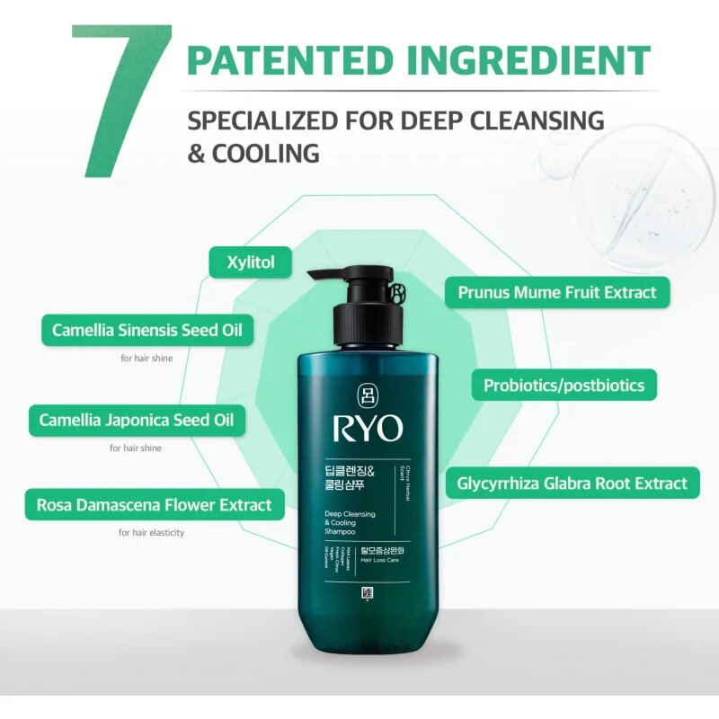 RYO Deep Cleansing & Cooling Shampoo globinsko čistilni šampon s hladilnim učinkom 480 ml