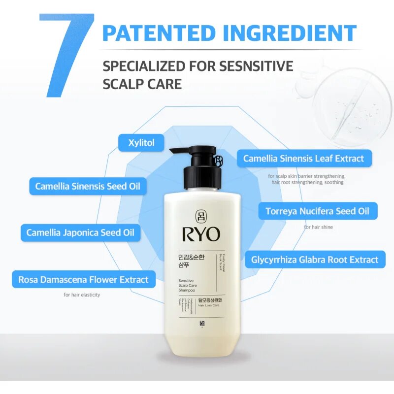 RYO Sensitive Scalp Care Shampoo pomirjujoči šampon za občutljivo lasišče 480 ml