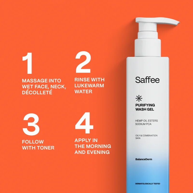 Saffee BalanceDerm Purifying Wash Gel čistilni gel za mastno in mešano kožo 200 ml