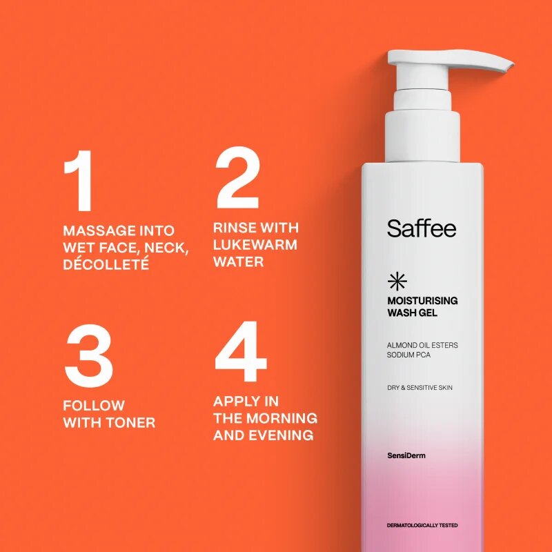 Saffee SensiDerm Moisturising Wash Gel vlažilni čistilni gel za suho in občutljivo kožo 200 ml