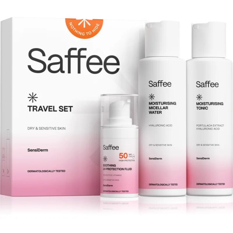 Saffee SensiDerm Travel Set potovalni set za kozmetiko za suho in občutljivo kožo