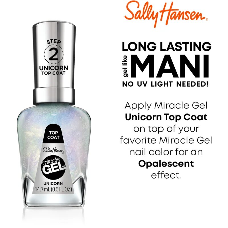 Sally Hansen Miracle Gel™ gel lak za nohte brez uporabe UV/LED lučke odtenek Unicorn 14.7 ml