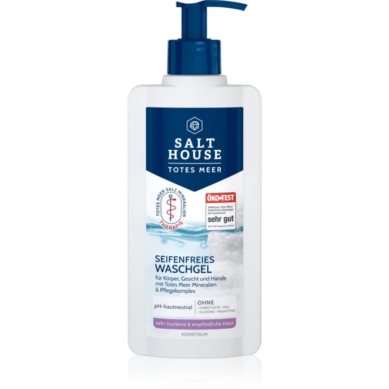Salt House Dead Sea Therapy Soap-free Washing Gel čistilni gel brez mila za telo obraz in roke z jojobinim oljem in ureo 250 ml