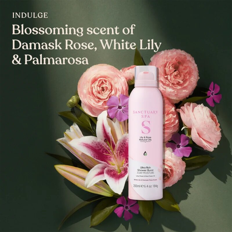 Sanctuary Spa Lily & Rose Natural Oils pena za prhanje s hranilnim učinkom 200 ml