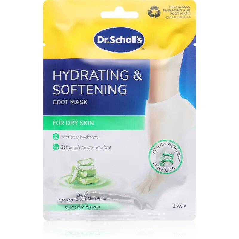 Scholl Pedimask™ Aloe Vera globinsko hranilna maska za noge 1 par