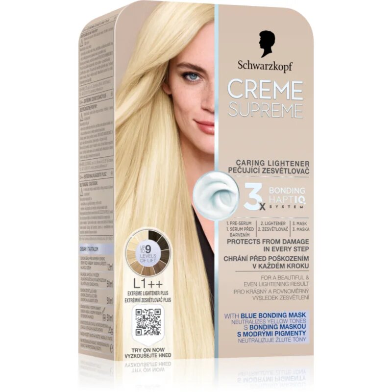 Schwarzkopf Creme Supreme Caring Lightener permanentna barva za lase za posvetlitev las odtenek L1++ Extreme Lightener Plus 60 ml