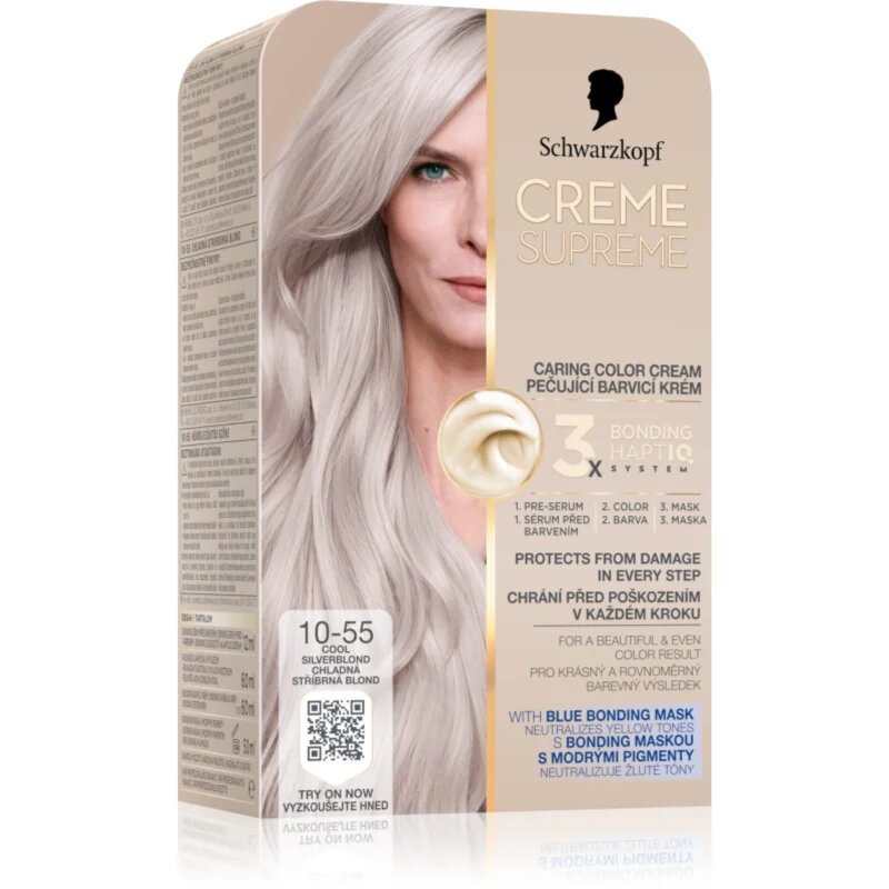 Schwarzkopf Creme Supreme permanentna barva za lase odtenek 10-55 Cool Silverblond 60 ml