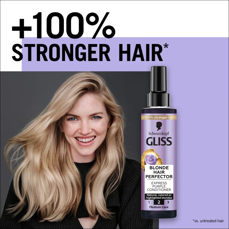 Schwarzkopf Gliss Blonde Hair Perfector balzam brez spiranja za nevtralizacijo rumenih odtenkov 200 ml