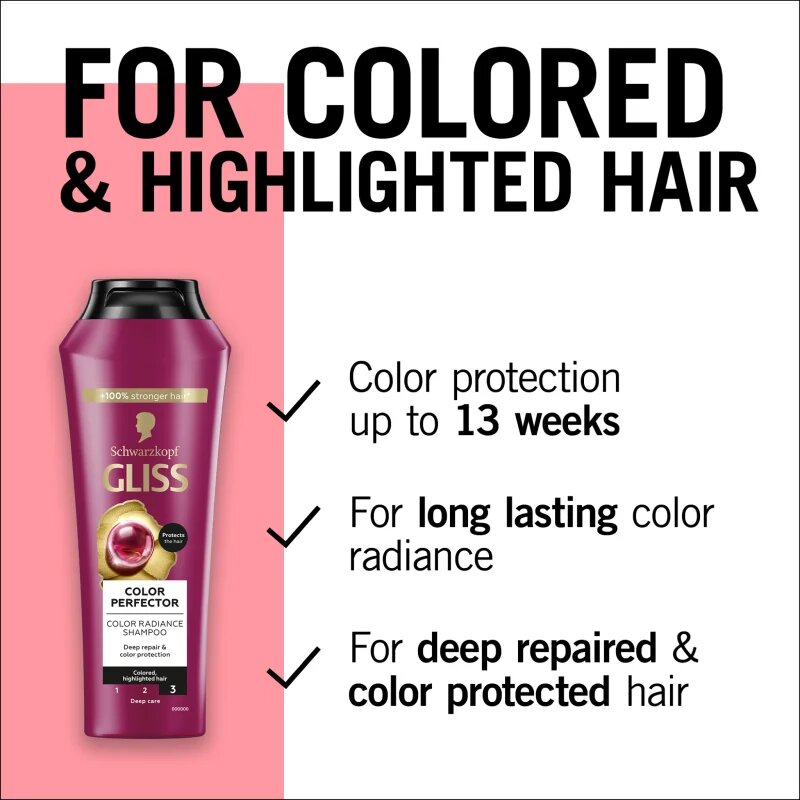 Schwarzkopf Gliss Color Perfector zaščitni šampon za barvane lase 400 ml