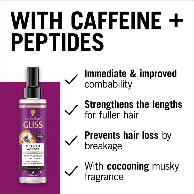 Schwarzkopf Gliss Full Hair Wonder regeneracijski balzam brez spiranja za šibke lase 200 ml