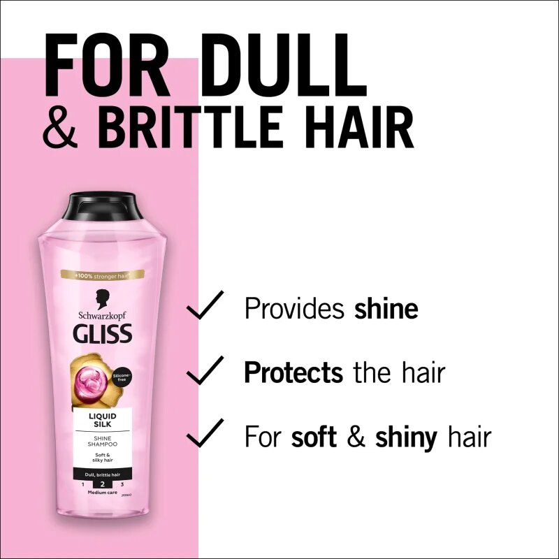 Schwarzkopf Gliss Liquid Silk regeneracijski šampon za krepitev in sijaj las 400 ml