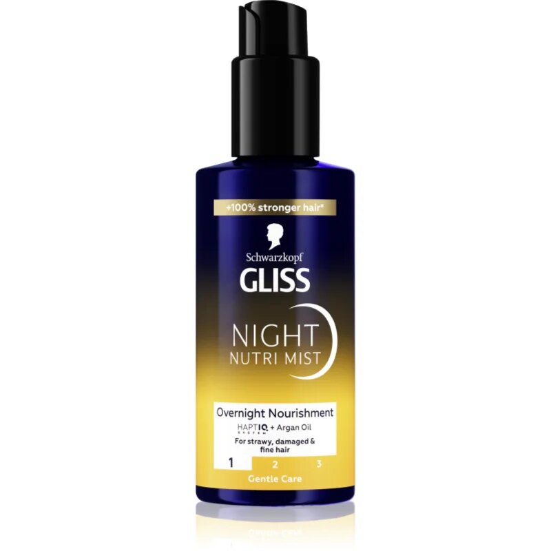 Schwarzkopf Gliss Oil Nutritive pršilo za lase za noč Night Nutri Mist 100 ml