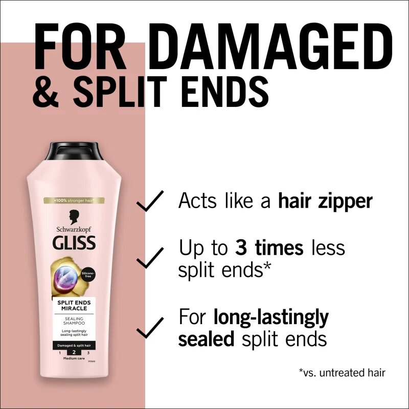 Schwarzkopf Gliss Split Ends Miracle regeneracijski šampon za razcepljene konice 400 ml