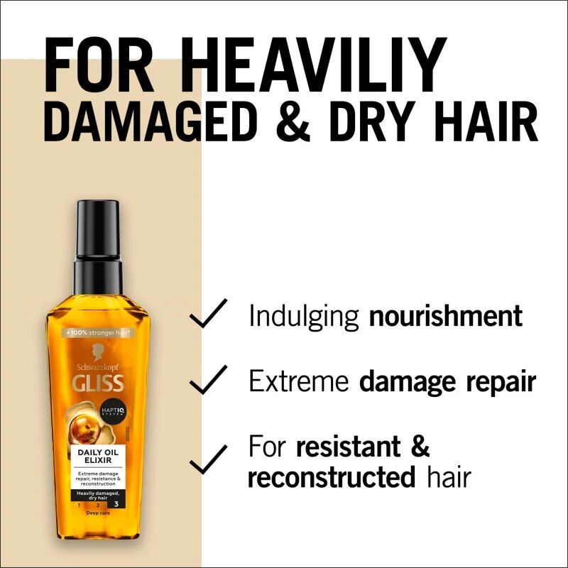 Schwarzkopf Gliss Ultimate Repair hranljivi serum za suhe in poškodovane lase 75 ml