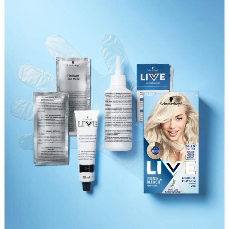 Schwarzkopf LIVE Intense Bleach odstranjevalec barve za lase 00A Absolute Platinum 1 kos