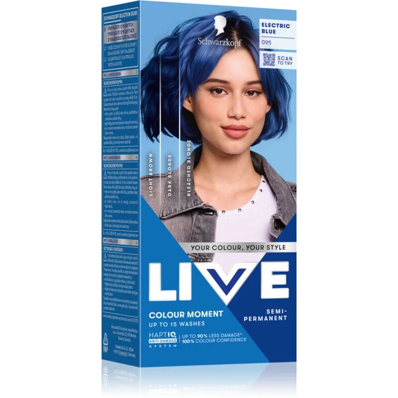 Schwarzkopf LIVE Ultra Brights or Pastel začasna barva za lase odtenek 095 Electric Blue 1 kos