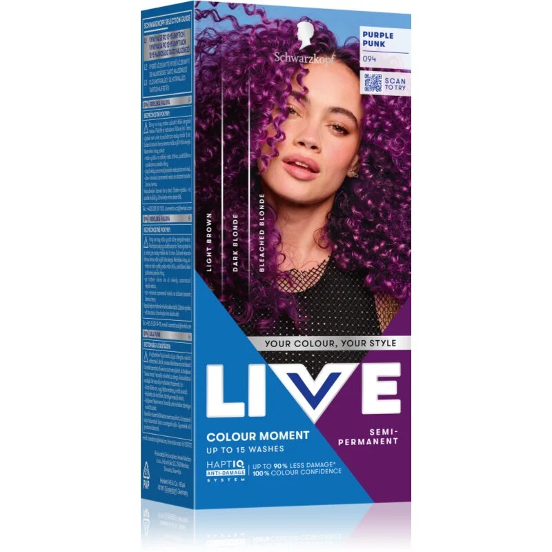 Schwarzkopf LIVE Ultra Brights or Pastel začasna barva za lase odtenek 94 Purple Punk 1 kos