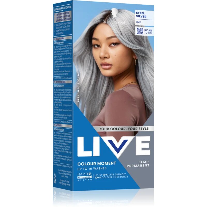 Schwarzkopf LIVE Ultra Brights or Pastel začasna barva za lase odtenek 98 Steel Silver 1 kos