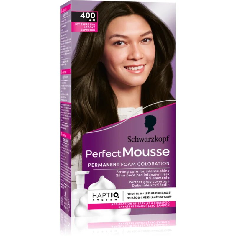 Schwarzkopf Perfect Mousse permanentna barva za lase odtenek 400 Icy Espresso 1 kos