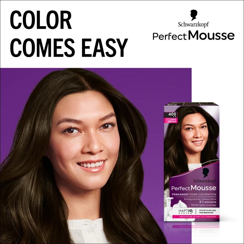 Schwarzkopf Perfect Mousse permanentna barva za lase odtenek 400 Icy Espresso 1 kos