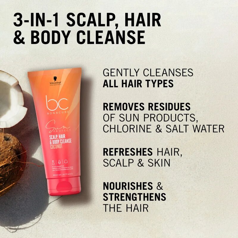 Schwarzkopf Professional BC Bonacure Sun Protect Scalp Hair & Body Cleanse gel za prhanje 2 v 1 100 ml