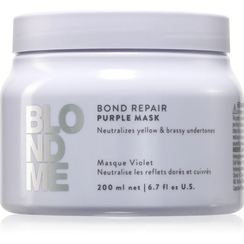 Schwarzkopf Professional Blondme Bond Repair Purple Mask maska za lase za nevtralizacijo rumenih odtenkov 200 ml