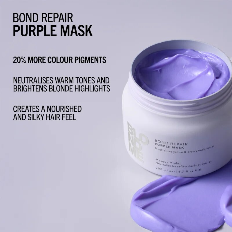 Schwarzkopf Professional Blondme Bond Repair Purple Mask maska za lase za nevtralizacijo rumenih odtenkov 500 ml