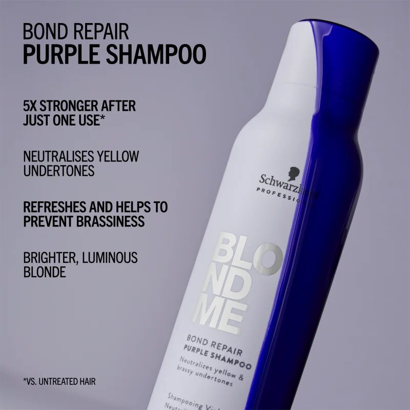 Schwarzkopf Professional Blondme Bond Repair Purple Shampoo vijoličen šampon za blond lase 300 ml