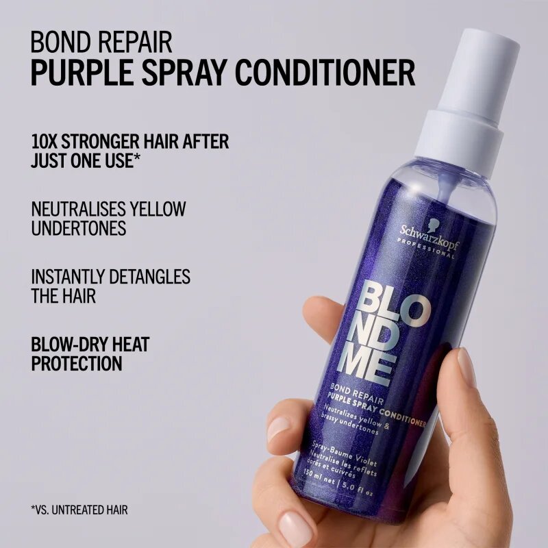 Schwarzkopf Professional Blondme Bond Repair Purple Spray Conditioner vijoličen balzam v pršilu 150 ml