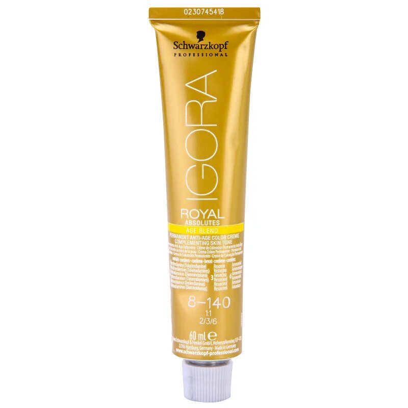Schwarzkopf Professional IGORA Royal Absolutes Age Blend barva za lase odtenek 8-140 Light Blonde Cendré Beige Natural 60 ml