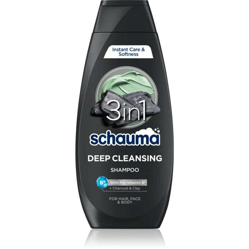 Schwarzkopf Schauma MEN šampon z aktivnim ogljem za obraz telo in lase 400 ml