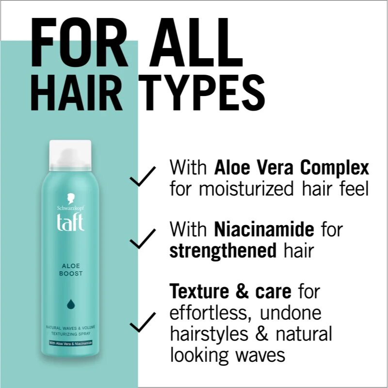 Schwarzkopf Taft Aloe Boost suho pršilo za teksturiranje 150 ml