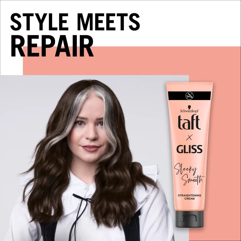 Schwarzkopf Taft x Gliss krema za glajenje za lase Sleeky Smooth 150 ml