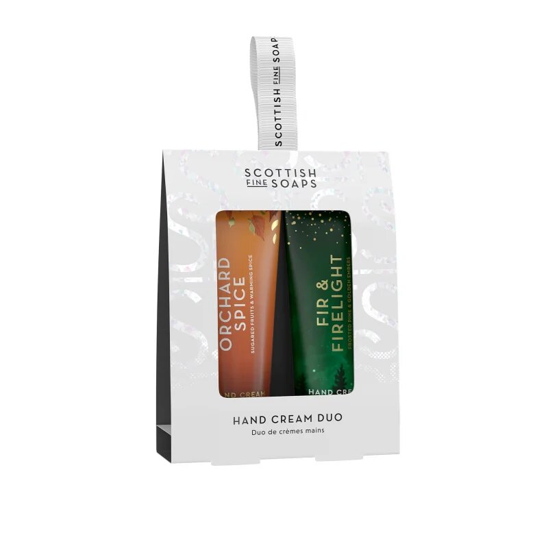 Scottish Fine Soaps Orchard Spice & Fir & Firelight darilni set za roke 2x30 ml