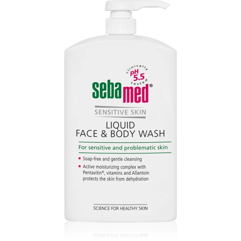 Sebamed Face & Body Wash Sensitive Skin nežna emulzija za umivanje tela in obraza za občutljivo kožo 1000 ml
