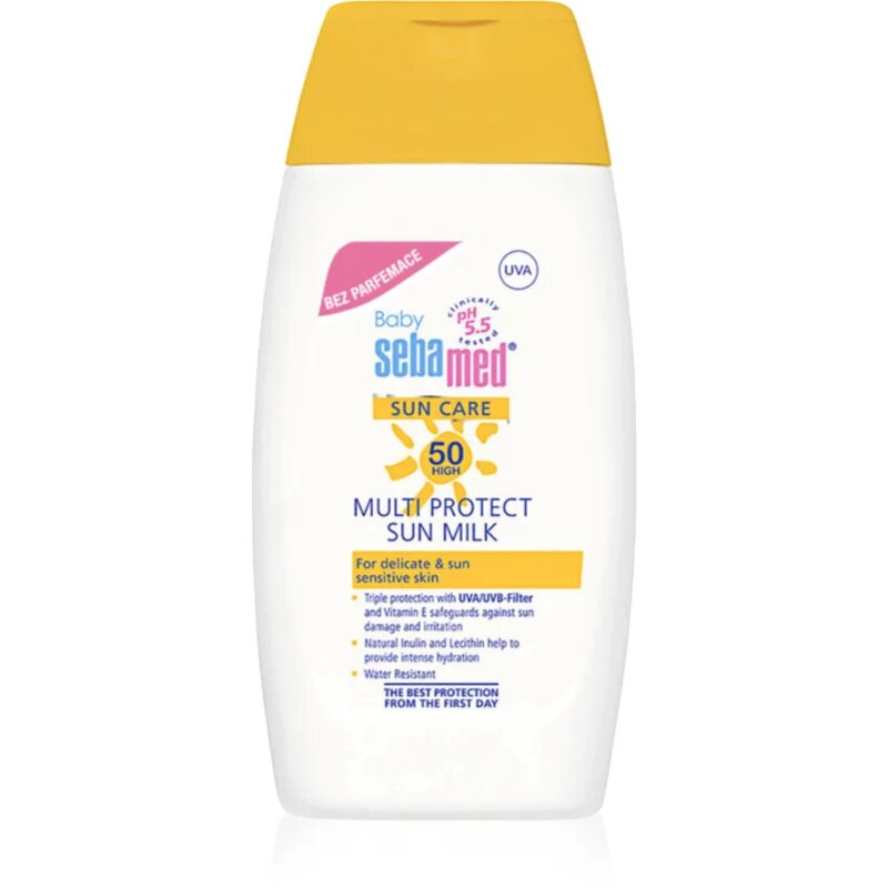 Sebamed Sun Care Baby Multi Protect Sun Milk zaščitni losjon za sončenje za otroke SPF 50+ brez dišav 200 ml