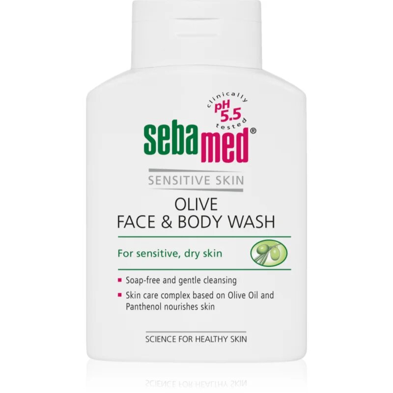 Sebamed Wash nežna emulzija za umivanje tela in obraza z oljčnim oljem 200 ml