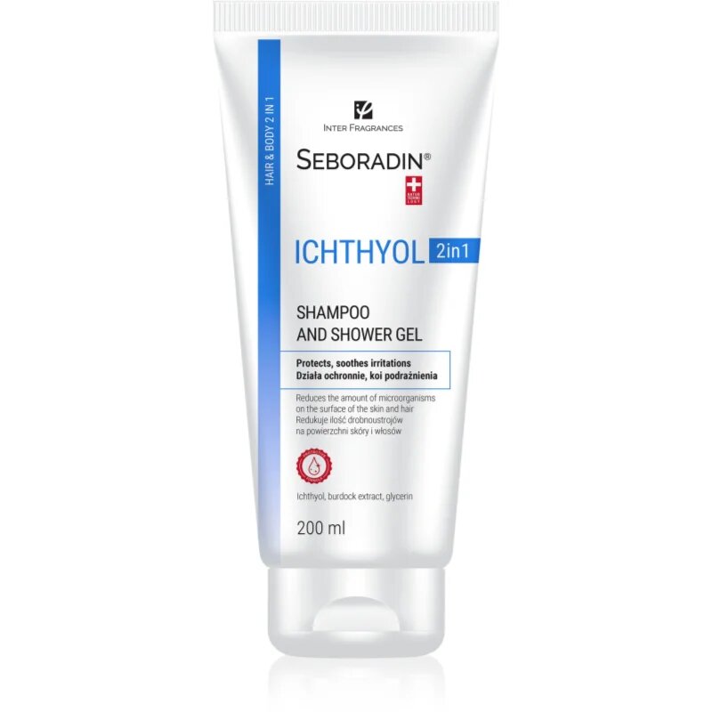 Seboradin Ichthyol gel za prhanje in šampon 2v1 za razdraženo kožo 200 ml