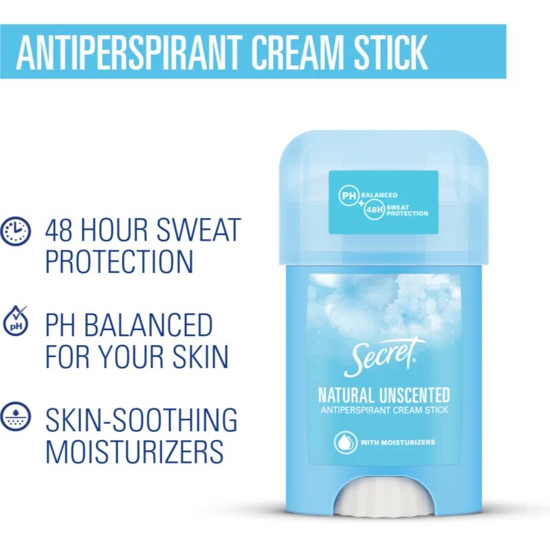 Secret Natural Unscented Antiperspirant Cream Stick kremasti antiperspirant za ženske 40 ml
