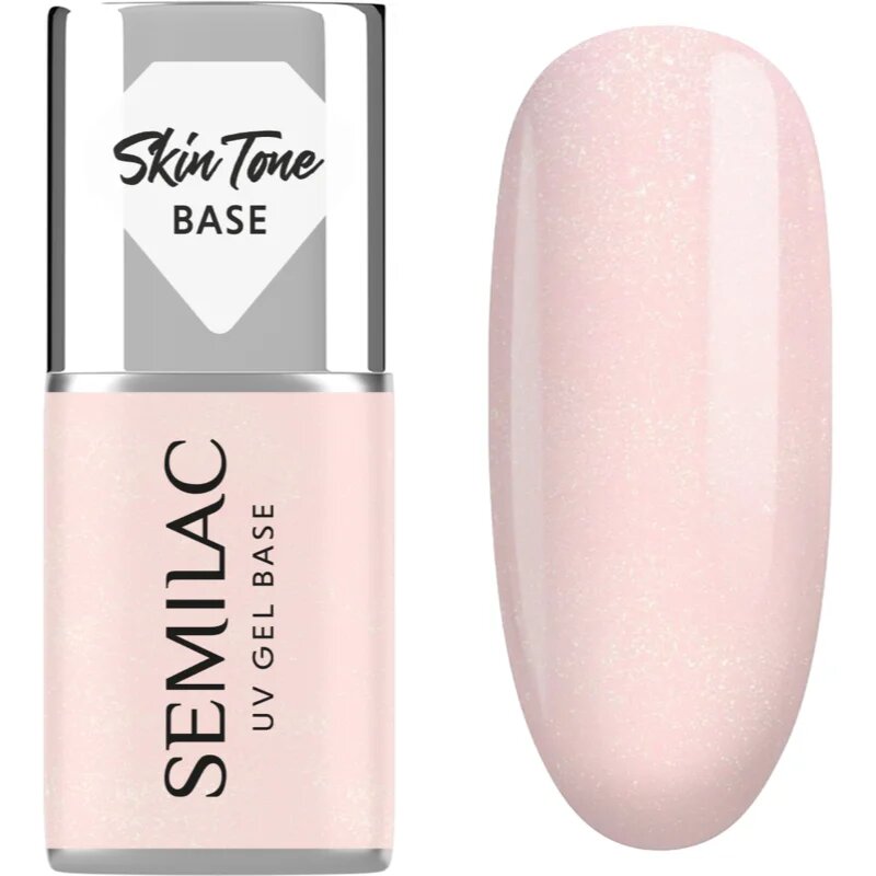 Semilac UV Gel Base Skin Tone Base podlak za gel nohte odtenek Glitter Rose 7 ml