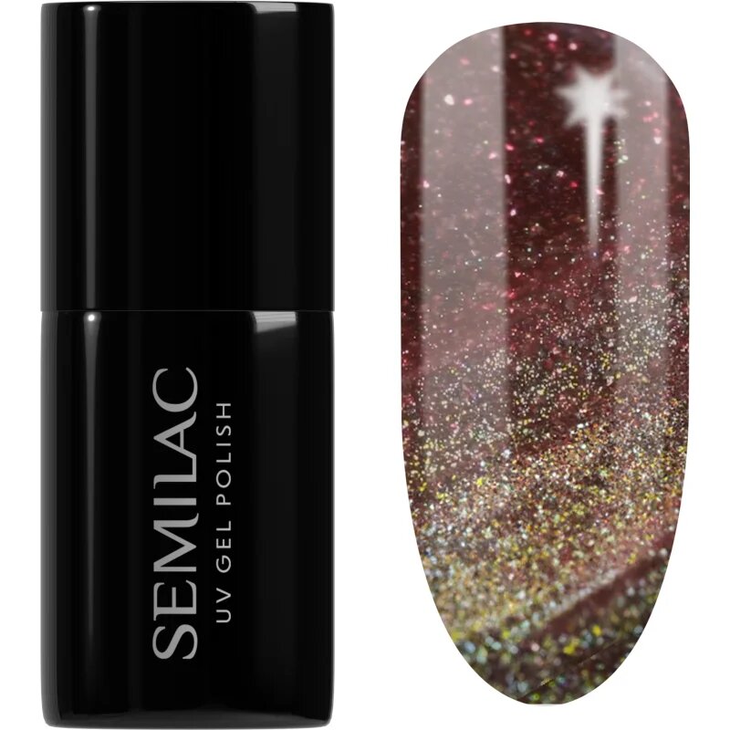 Semilac UV Hybrid Galaxy Flash gel lak za nohte z uporabo UV/LED lučke odtenek 824 Digital Red 7 ml