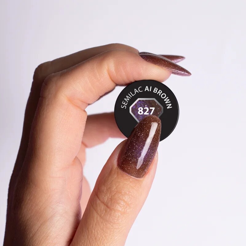 Semilac UV Hybrid Galaxy Flash gel lak za nohte z uporabo UV/LED lučke odtenek 827 AI Brown 7 ml